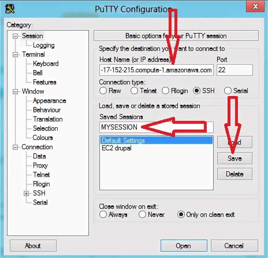 Подключение через putty Putty connection