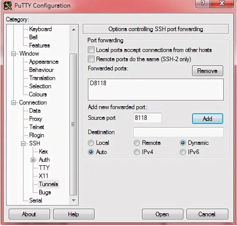 Подключение через putty Reverse ssh tunnel rdp putty