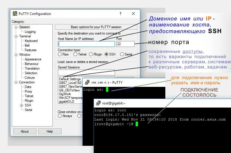 Подключение через putty SSH доступ: описание и использование