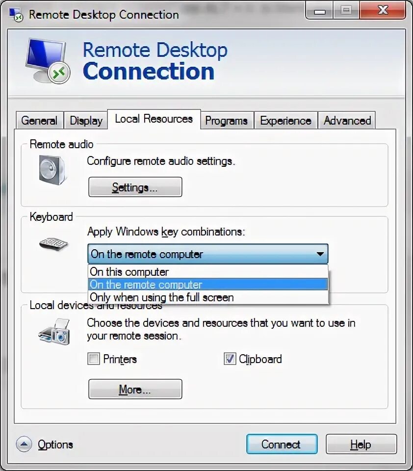 Подключение через remote desktop windows - Remote Desktop Connection: ALT key is blocked? - Super User