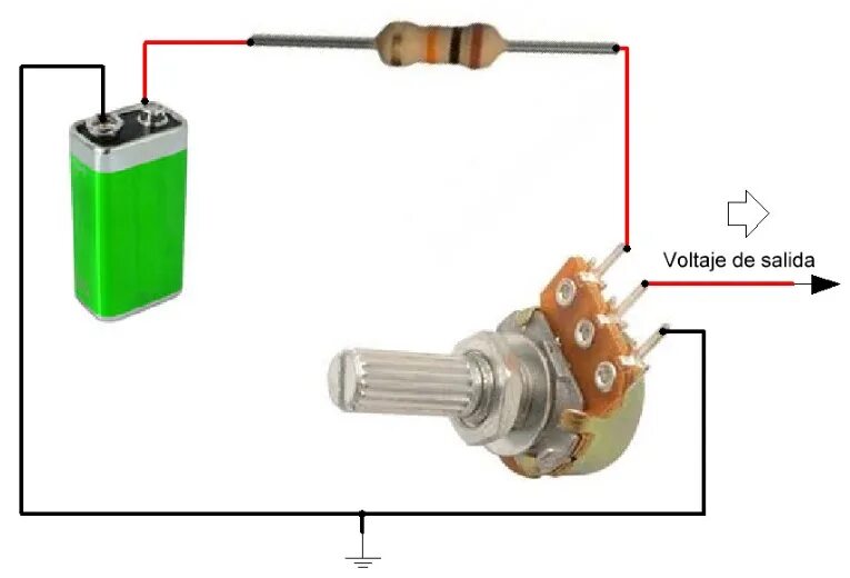 Подключение через резистор Como conectar un potenciometro para variar voltaje. Electricidad y electronica, 