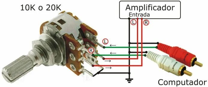 Подключение через резистор Circuito de amplificador de potência com tda2050 para 32 watts - TE1 Amplificado