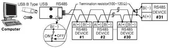 Подключение через rs 485 SCM-US48I - Полевая сеть - Autonics