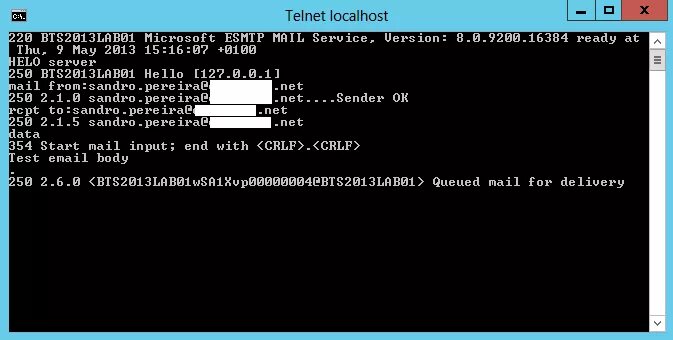 Подключение через telnet BTS-2013-SMTP-Telnet-mail-test.png - SANDRO PEREIRA BIZTALK BLOG