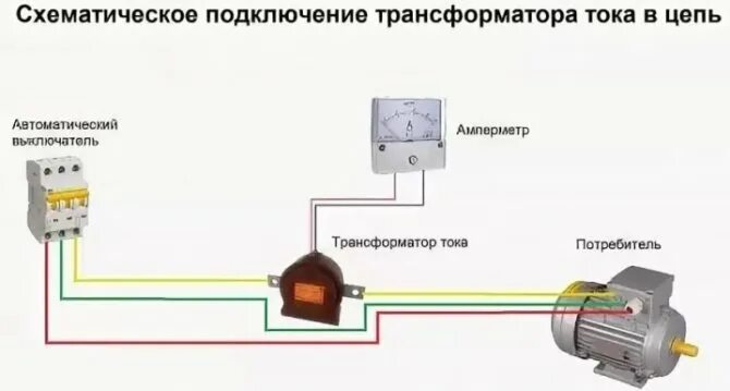 Подключение через трансформатор Подключение амперметра через трансформатор тока схема