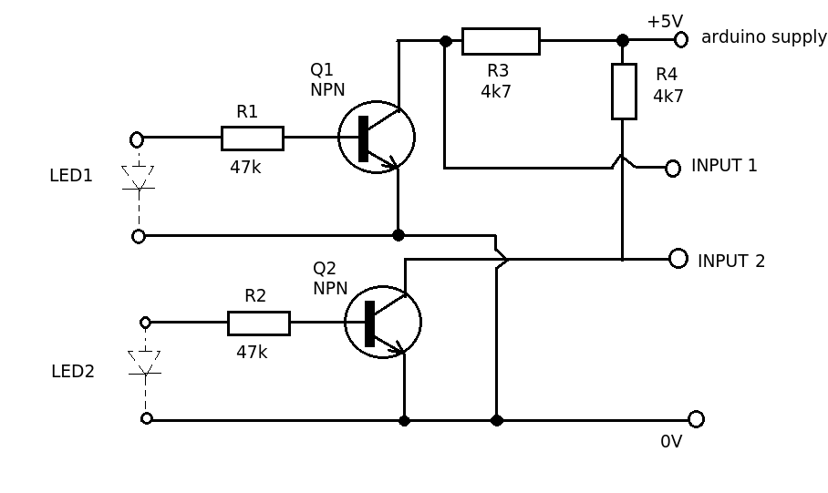 Подключение через транзистор microcontroller - How can I electronically sense the state of an LED in another 