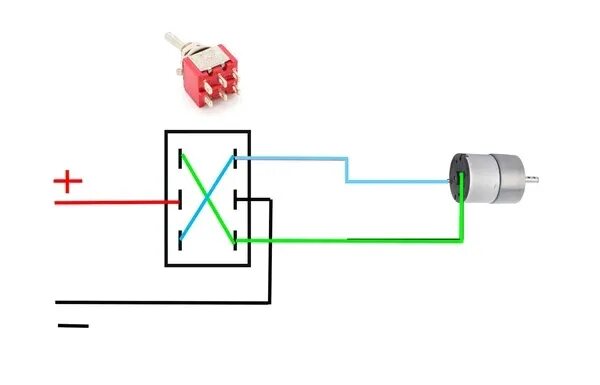 Подключение через тумблер Тумблер MTS-203 с фиксацией (250V/3A, 125V/6A), 3 позиции AmperMarket.kz