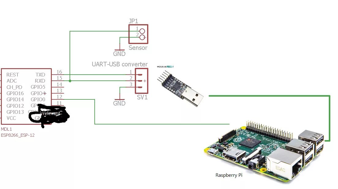 Подключение через uart circuit design - Using UART to program a device with another sensor connected to