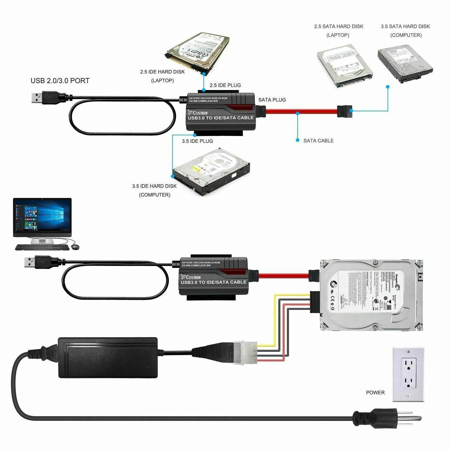 Подключение через usb Usb 3.0 к Sata Ide Hdd, DVD-ROM, CD-ROM, CD-Rm, комбинир., DVD-RW адаптер eBay