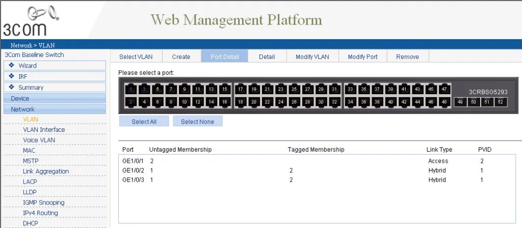 Подключение через веб интерфейс Как через web интерфейс настроить VLAN на коммутаторе 3Com Baseline Switch 2952 