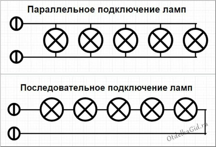 Подключение четырех лампочек Параллельное подключение лампочек и последовательное соединение: как правильно п