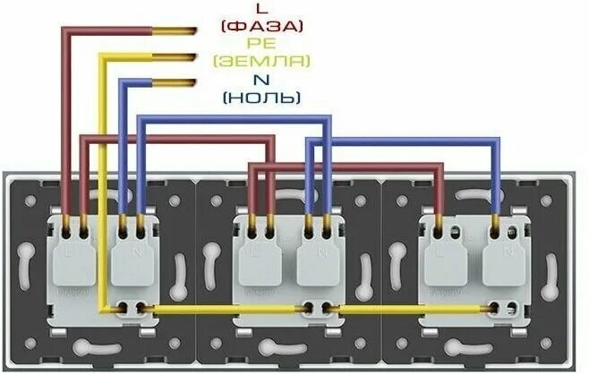 Подключение четырех выключателей Розетка тройная с 6 USB-портами, 16А 250В, со шторками, рамка закаленное стекло,