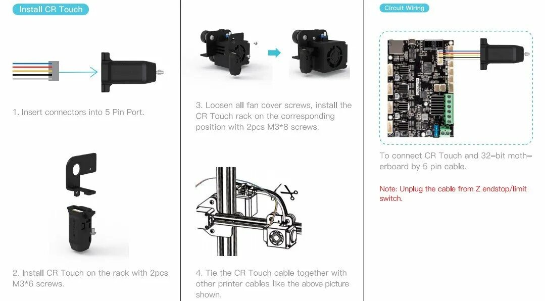 Подключение cr touch ender 3 Creality CR Touch Auto Leveling Kit for FDM 3D Printer SainSmart