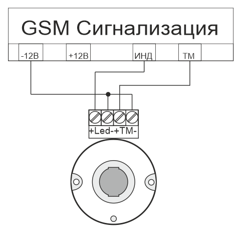 Подключение dallas tm 1 КТМ-Н пластик, Считыватель Touch Memory накладной (круглый)(Порт ТМ вар.3)