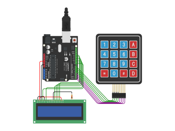 Подключение датчик клавиатур к arduino код № 17,1 Клавиатура 4х4 Keypad и LCD экран Arduino, Circuit design, Circuit