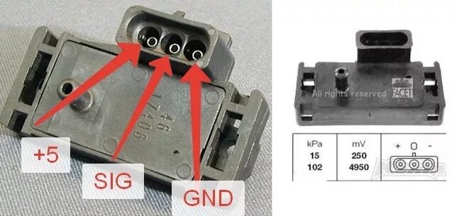 Подключение датчика абсолютного давления ДАД (MAP сенсор) GM 1 Bar Датчик Абсолютного Давления - Opel Vectra A, 1,8 л, 19