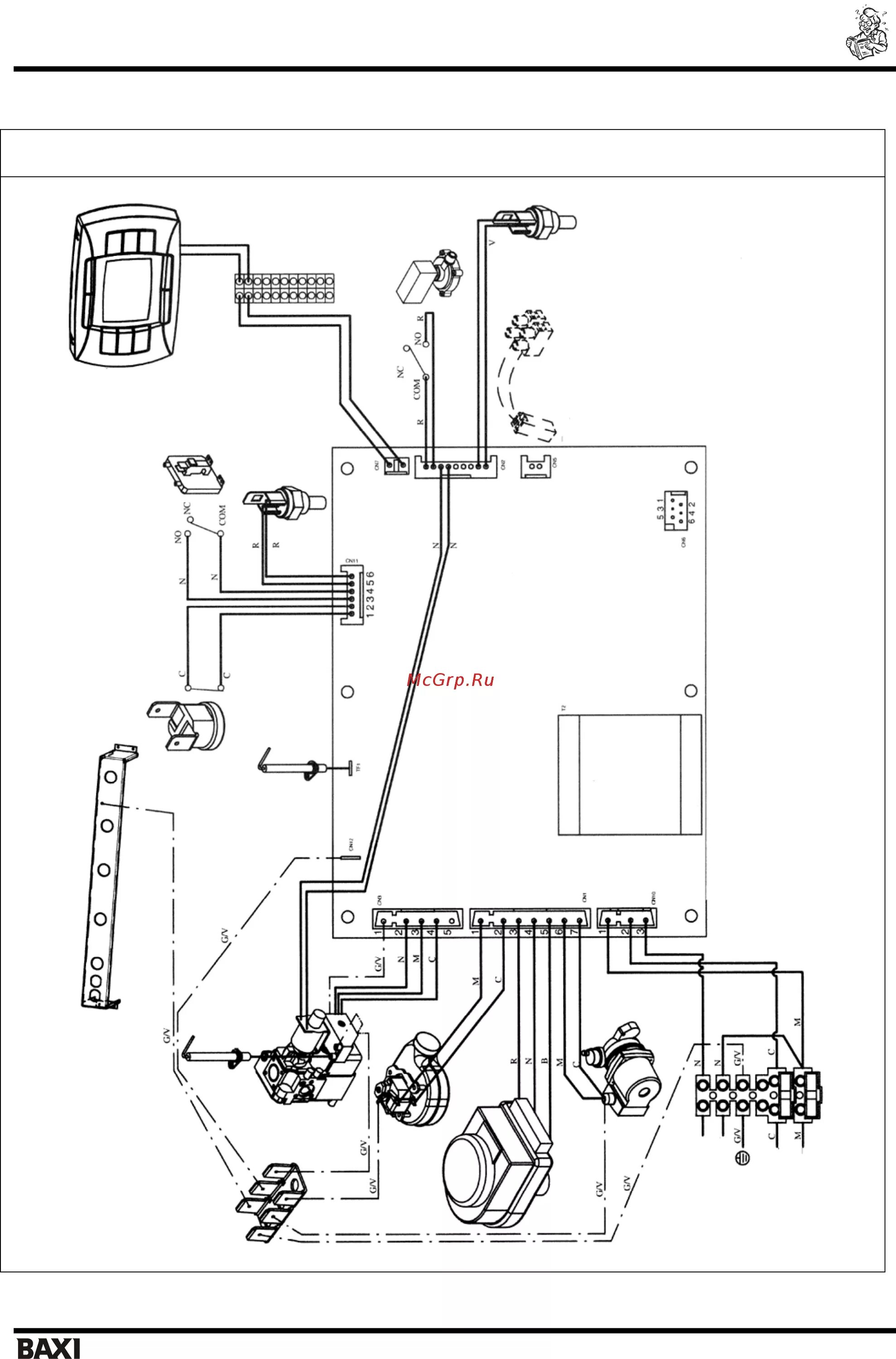 Подключение датчика бойлера baxi luna 3 Baxi NUVOLA-3 Comfort 240i 38/43 Схемы электрических соединений