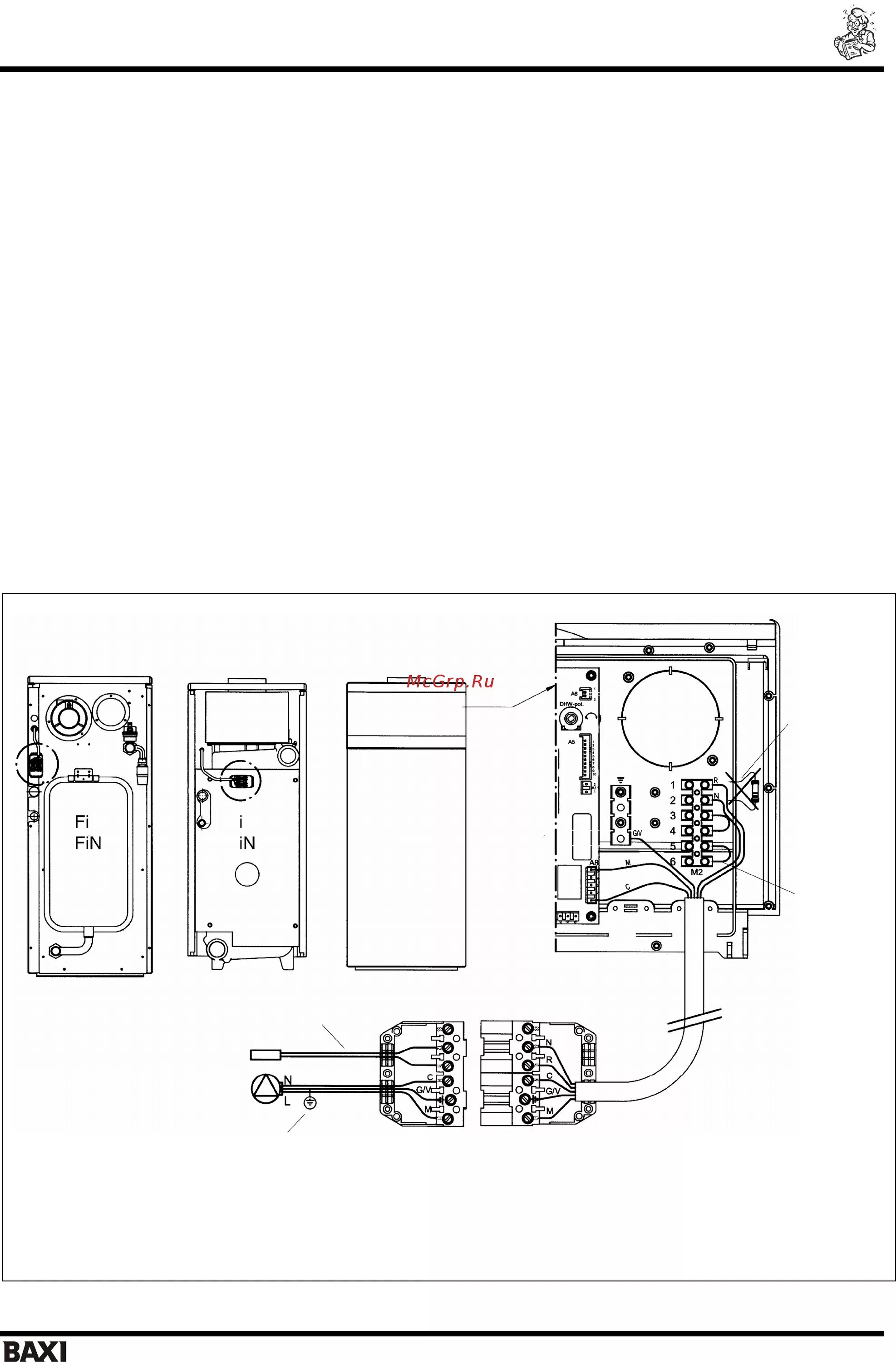 Подключение датчика бойлера к котлу бакси эколайф Baxi SLIM UB 120 INOX 11/16 Электрическое подсоединение к котлу