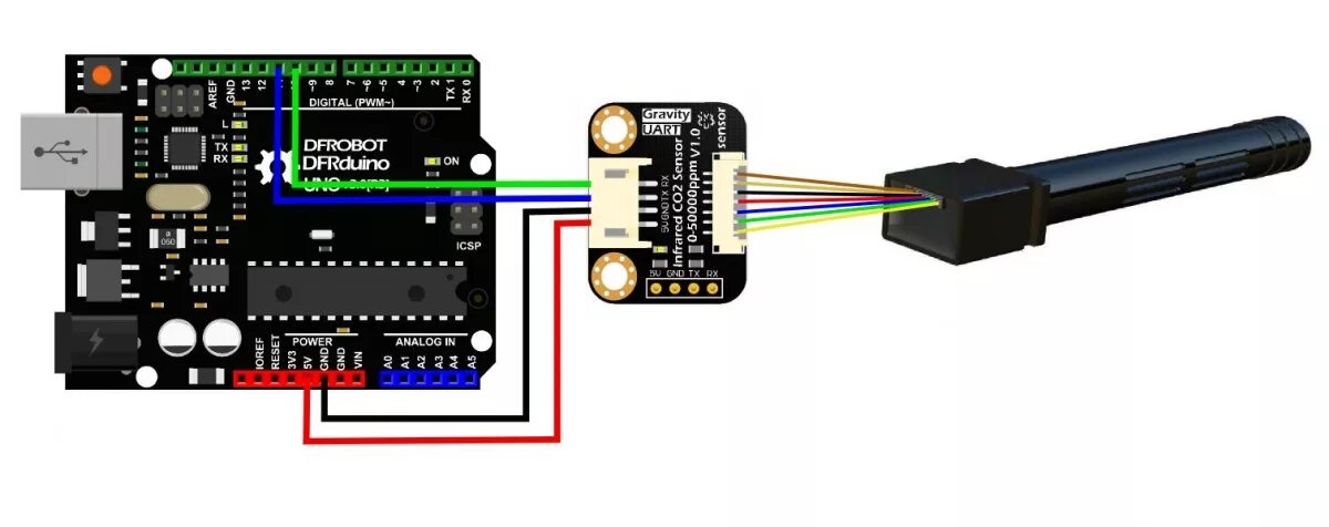 Подключение датчика co2 Infrared_CO2_Sensor_0-50000ppm_SKU SEN0220-DFRobot