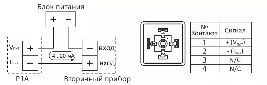 Подключение датчика давления Датчик давления P1A-В ГК "Теплоприбор"