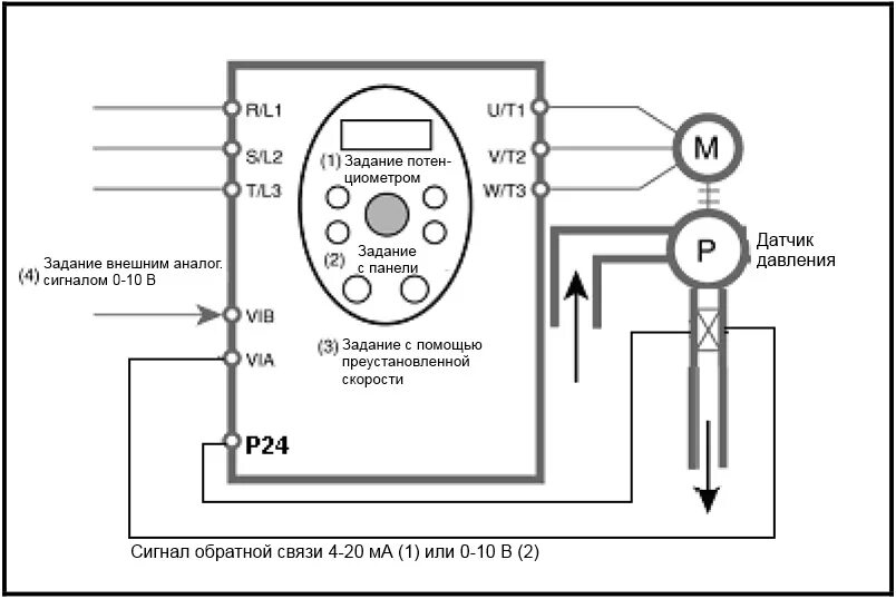 Подключение датчика давления к частотному преобразователю Настройка ПИД регулирования в частотнике VF-S11 Toshiba