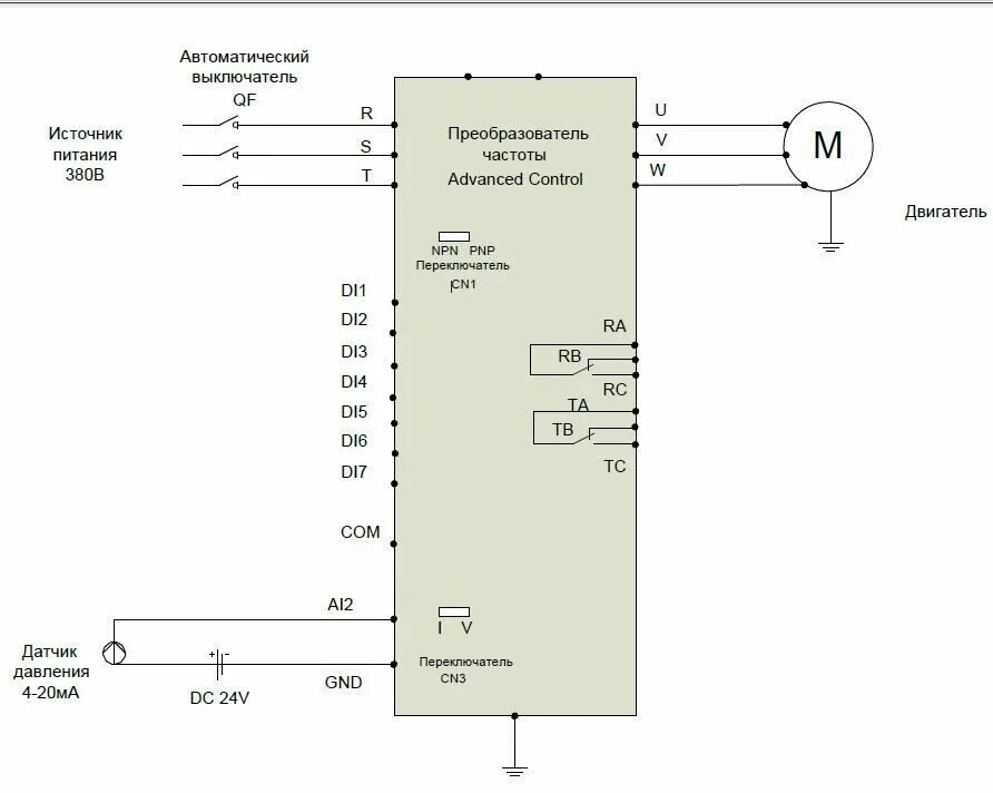 Подключение датчика давления к частотному преобразователю Алгоритм настройки ПИД для преобразователя частоты серии М420 Статьи