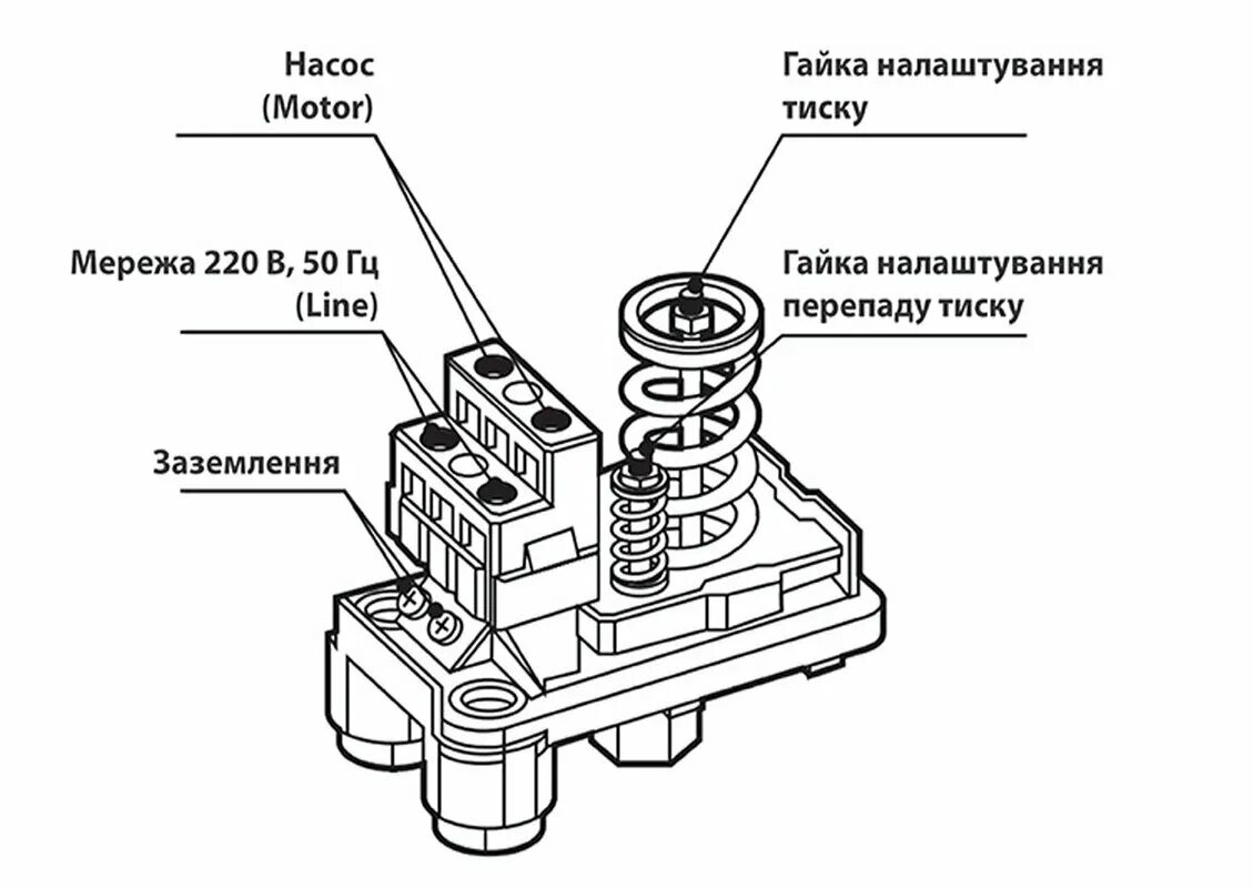 Подключение датчика давления насосной станции ᐉ Реле тиску Mytec PM-5 в Дніпрі купити ✔ santehservis.dp.ua