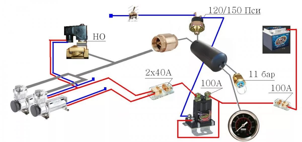 Подключение датчика давления воздуха реле давления через силовое реле - Элетрические схемы - Форум пневмоподвеска