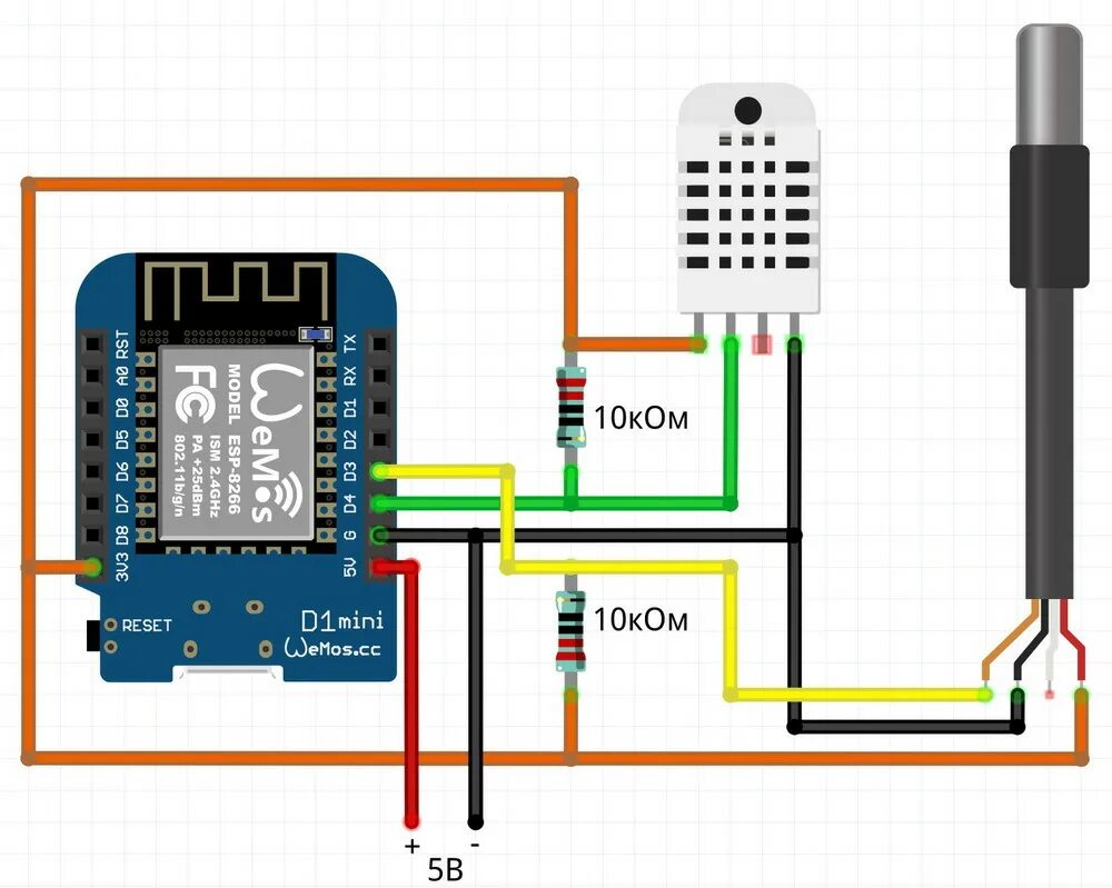 Подключение датчика dht22 к esp32 SMACONT Передача показаний датчиков ds18b20 и DHT22 на сайт "Народный мониторинг