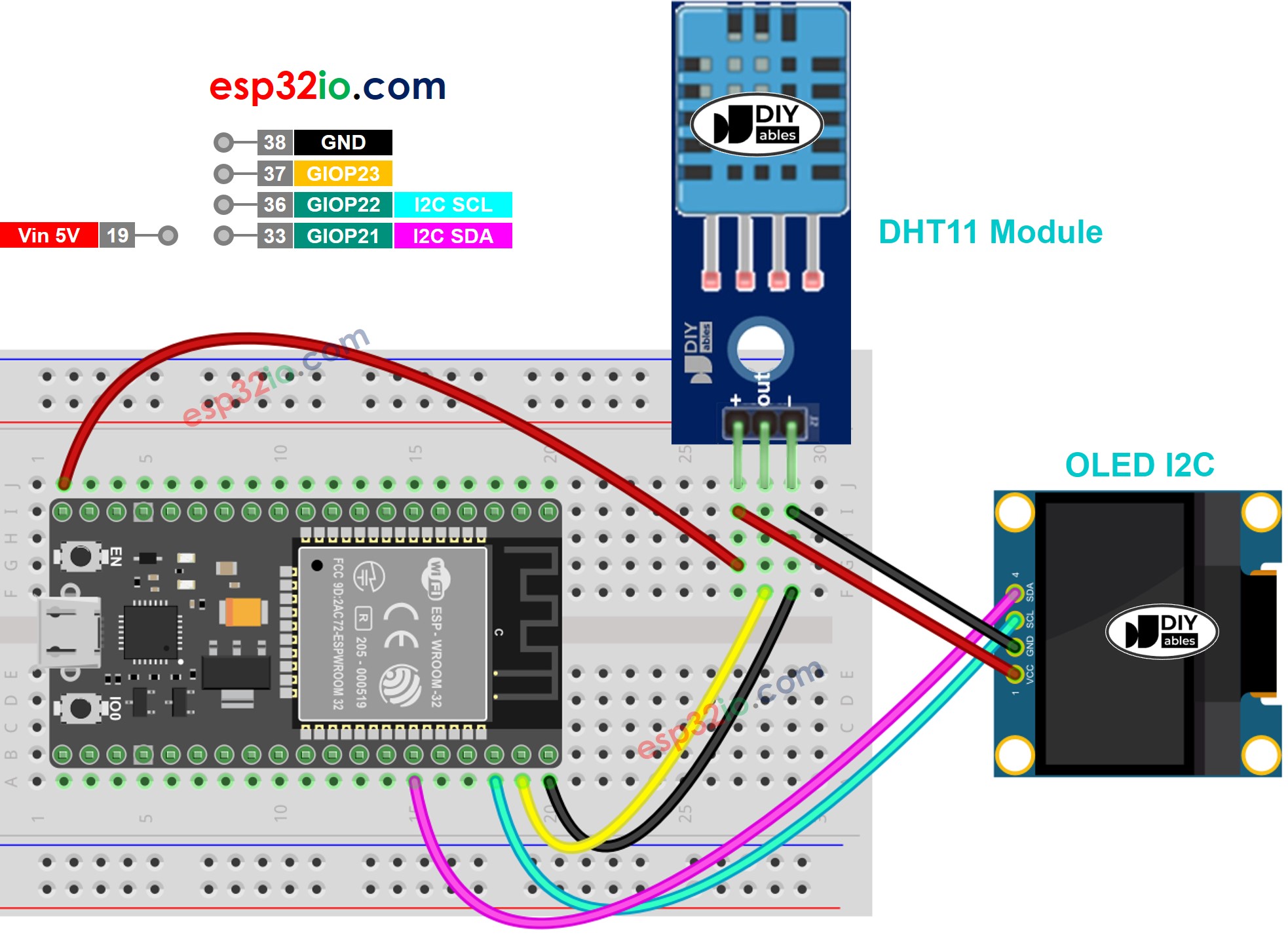 Подключение датчика dht22 к esp32 ESP32 - DHT11 - OLED ESP32 Tutorial