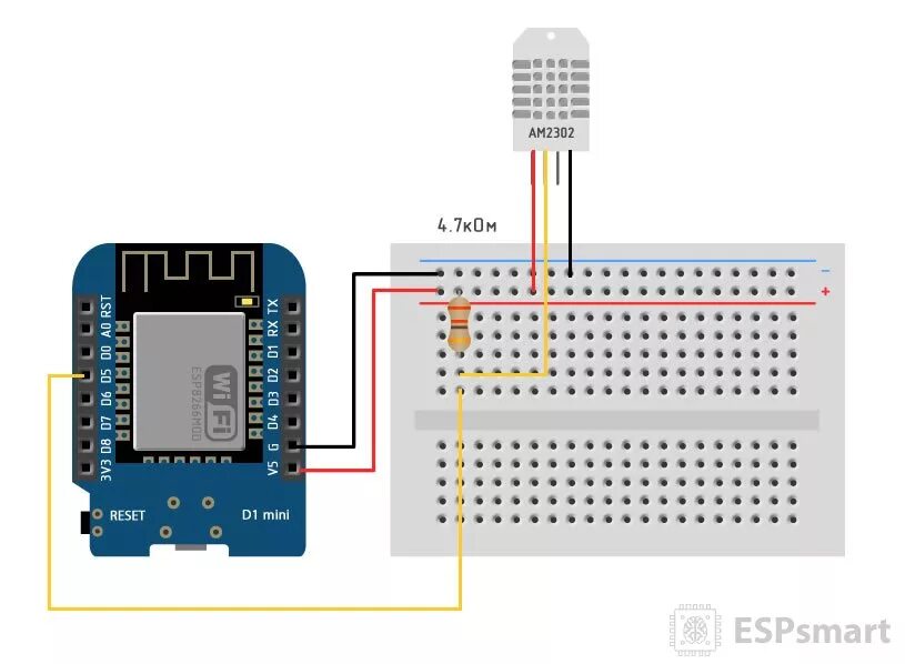 Подключение датчика dht22 к esp32 Подключение датчика AM2302 к ESP8266 " ESPsmart - создавай и управляй своими умн