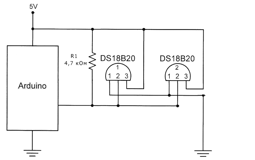 Подключение датчика ds1820 DS1820 Arduino