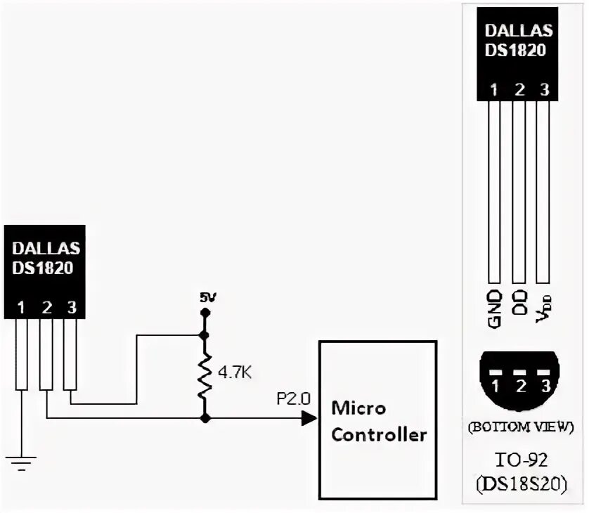 Подключение датчика ds1820 DS18S20 interfacing with pic and avr microcontroller