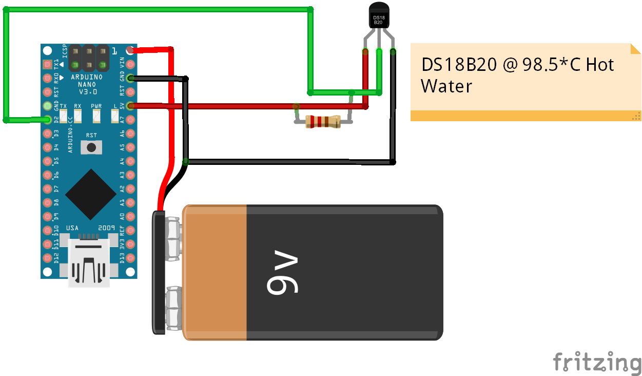 Подключение датчика ds18b20 к arduino Nano Waterproof Temperature Sensor @ 98.5*C - Hackster.io