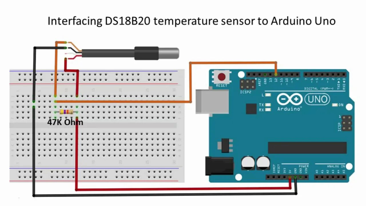 Подключение датчика ds18b20 к arduino Interfacing DS18B20 Temperature sensor Arduino Uno - YouTube