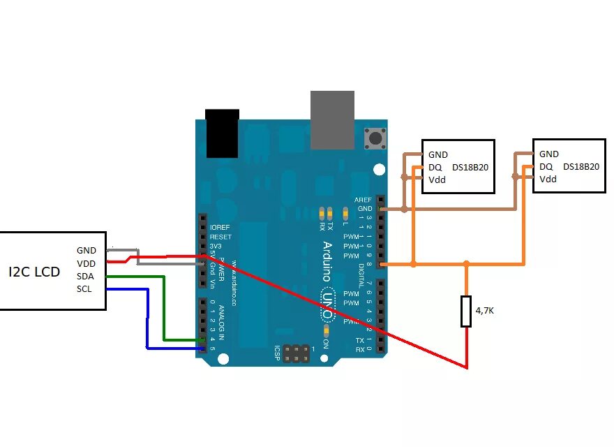 Подключение датчика ds18b20 к arduino Подключение датчика температуры ds18b20 к arduino: Arduino и термометр DS18B20 -