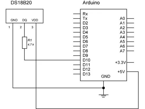 Подключение датчика ds18b20 к arduino Схема подключения датчика температуры DS18B20 к Ардуине - МОДУЛИ - ARDUINO ROBOT