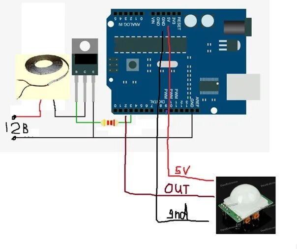 Подключение датчика движения arduino Светодиодная подсветка с датчиком присутствия (плавное включение) ВКонтакте