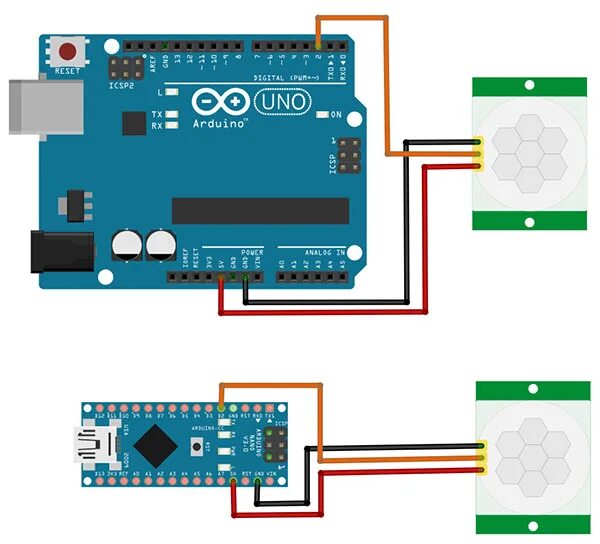 Подключение датчика движения ардуино схема Инфракрасный пироэлектрический датчик движения HC-SR501. Примеры использования