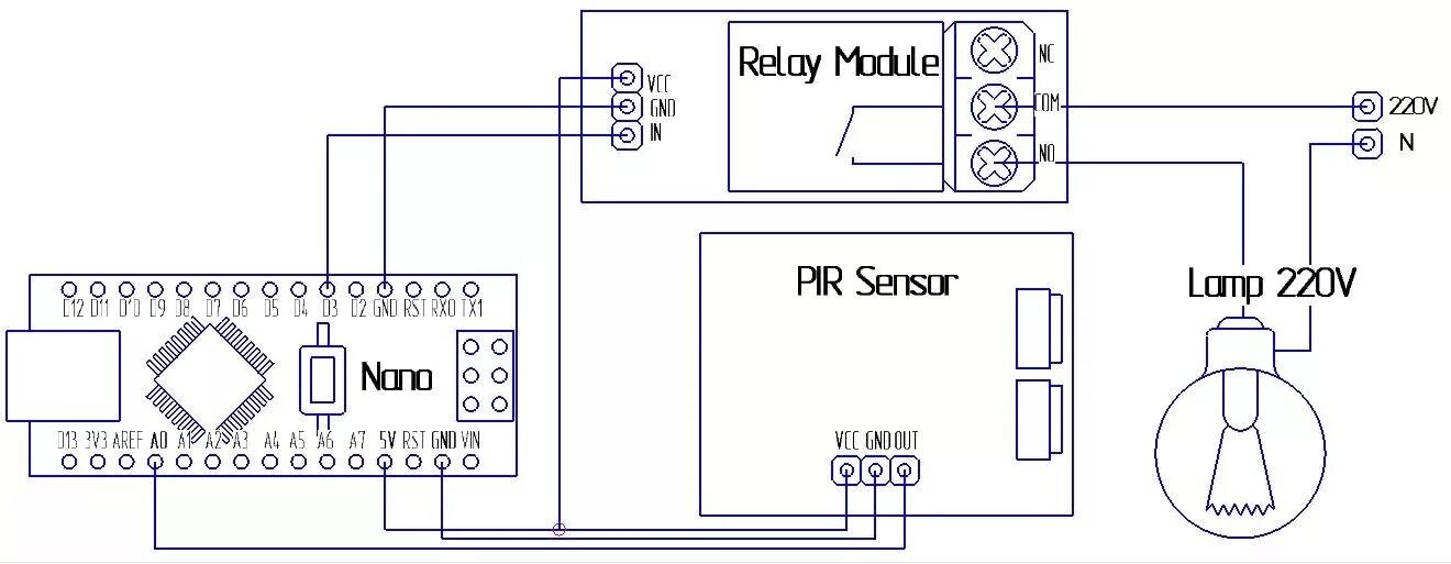 Подключение датчика движения ардуино схема Arduino и HC-SR501: создание умной системы безопасности с датчиком движения - бл