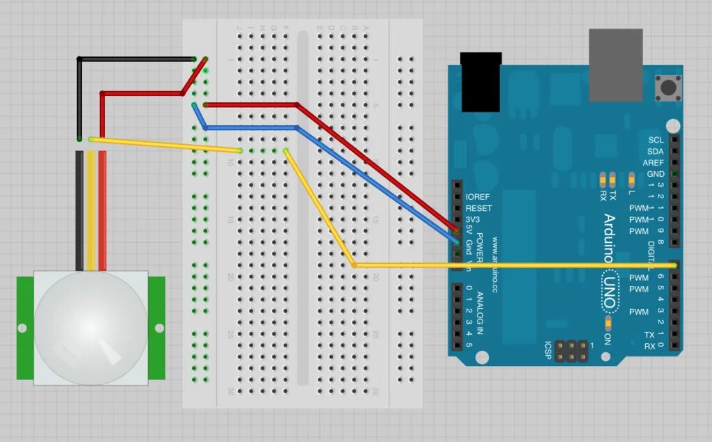 Подключение датчика движения ардуино схема Arduino Code Arduino Lesson 17. Email Sending Movement Detector Adafruit Learnin