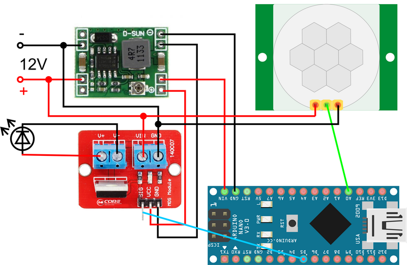 Подключение датчика движения ардуино схема Подсветим темные углы - инфракрасный датчик движения (HC-SR501) с доработкой, ча