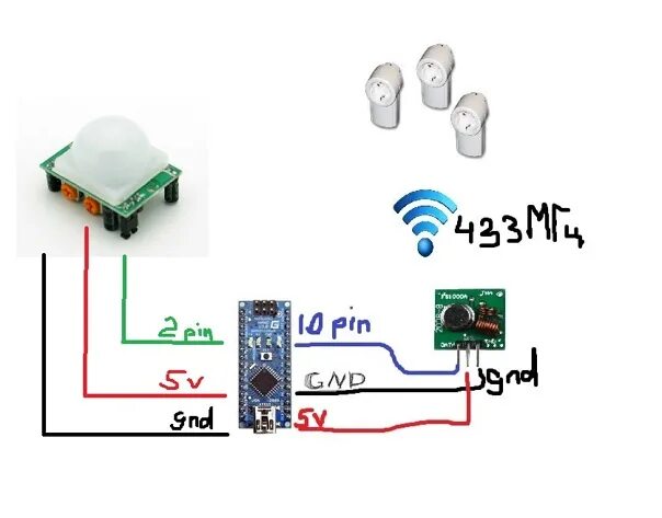 Подключение датчика движения ардуино схема Автоматическое включение елки по датчику движения. Елка включается только тогда,