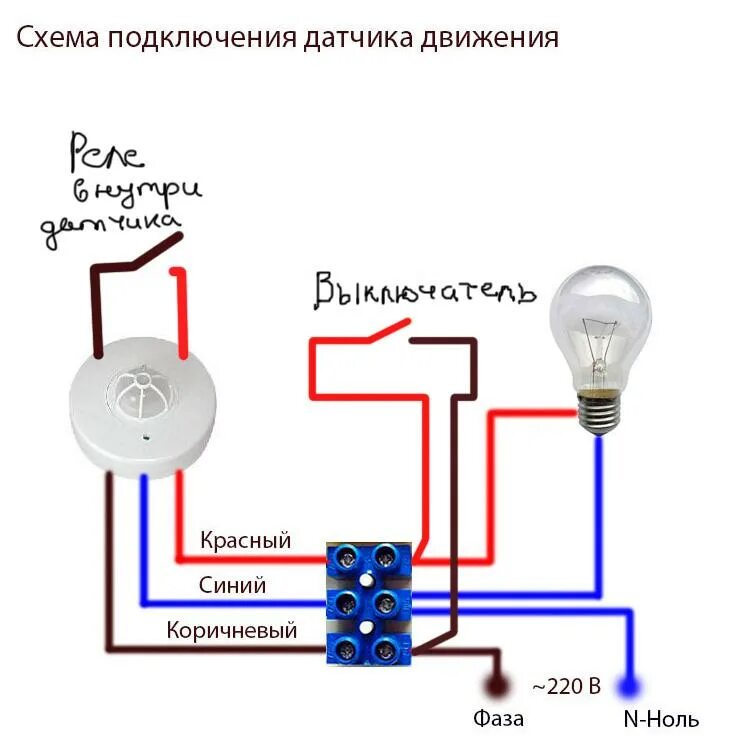 Подключение датчика движения через двухклавишный выключатель Ответы Mail.ru: Вопрос про датчик движения