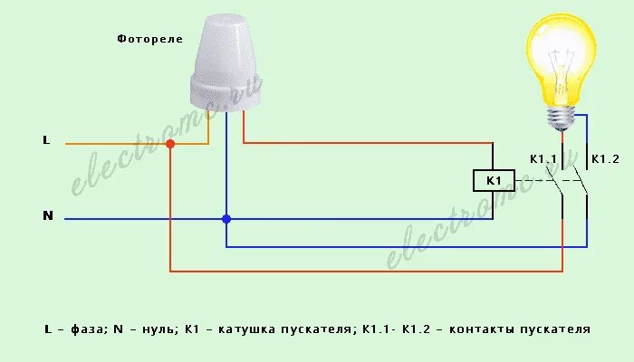 Подключение датчика движения и фотореле Фотореле для уличного освещения подключение HeatProf.ru