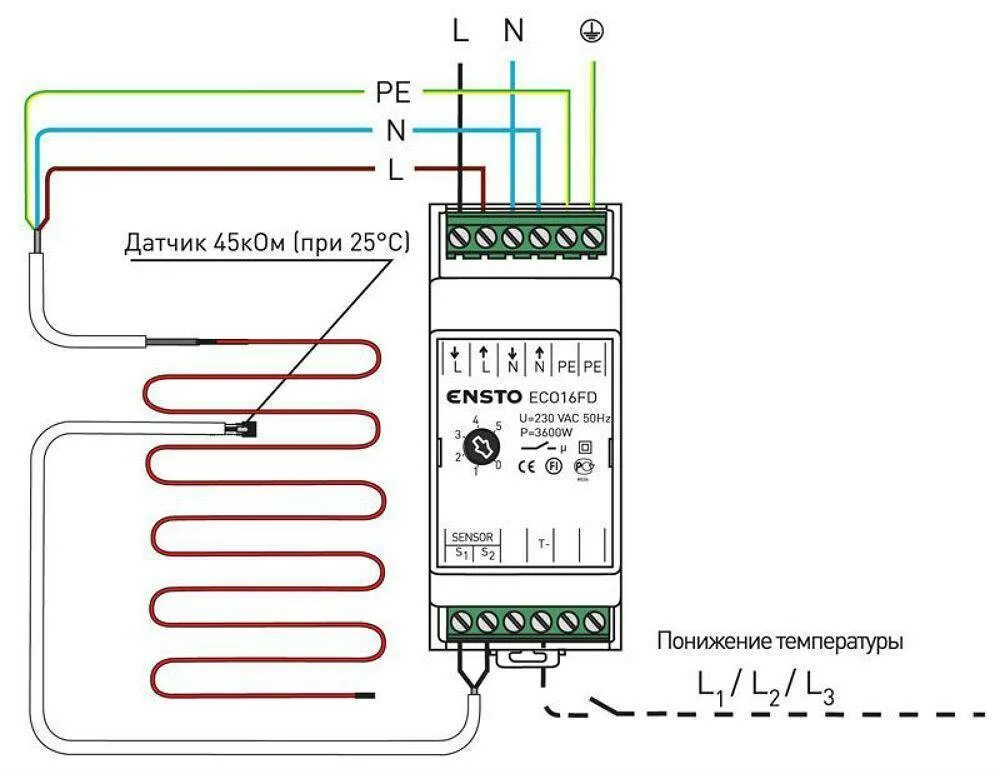 Подключение датчика электрического пола Как подключить теплый пол к терморегулятору - пошаговая инструкция и схема для п