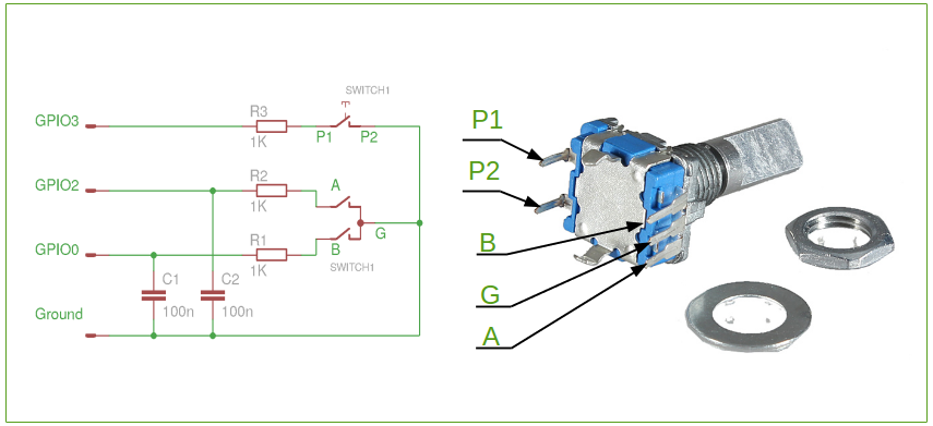 Подключение датчика энкодера debounce - How to connect an EC11E rotary encoder to a microcontroller? - Electr