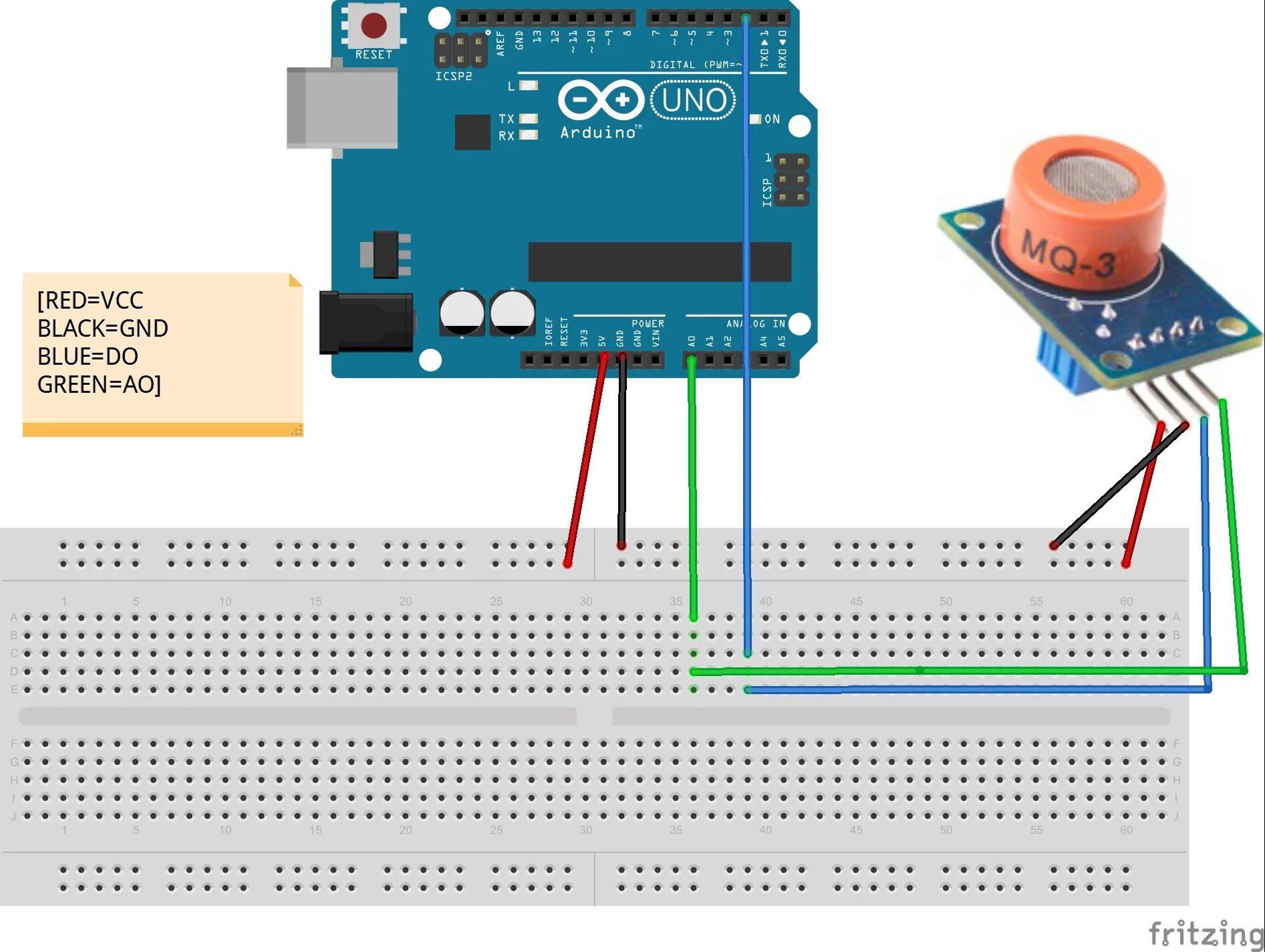 Подключение датчика газа к ардуино Use Arduino to drive MQ3 alcohol sensor " osoyoo.com