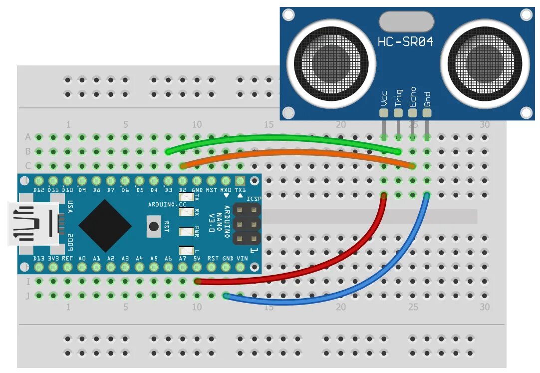 Подключение датчика hc sr04 Arduino и датчик расстояния HC-SR04 - Arduino набор GyverKIT