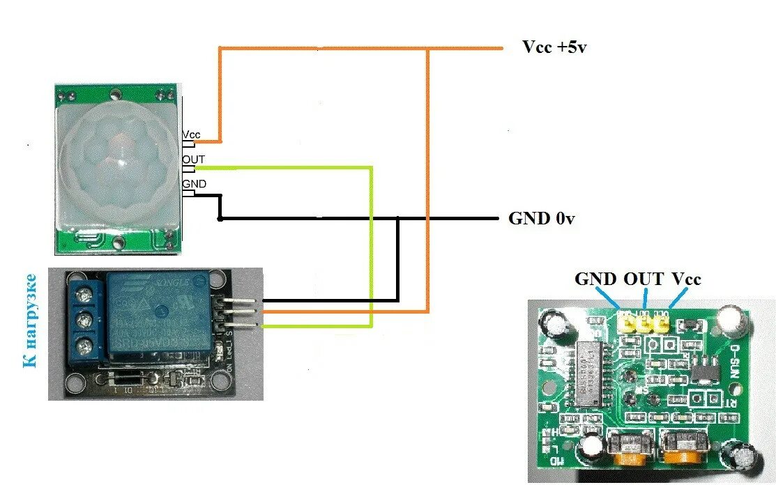 Подключение датчика hc sr501 Набор Датчик Движения HC-SR501 +5в Реле 220в 10а. - в Категории "Наборы и Компон